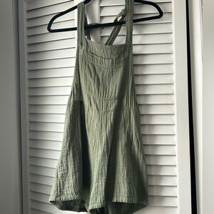 Aerie Olive Green Linen Romper
